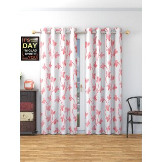                       Peacewayz Pearl Print Flower Design Polyster Curtain for Door Window Home  Offices Set Of 2 Piece                                              