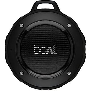                       (Refurbished) BoAt Stone 160 Ultra-Portable 5W Wireless Speaker with Bluetooth V5.0, Multiple Connectivity Modes, IPX4 Water and Sweat Resistance and Carabiner (Black)                                              