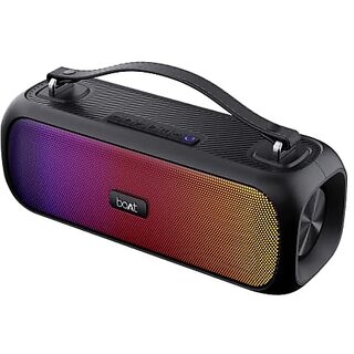                       (Refurbished) BoAt Stone Symphony Portable Bluetooth Speaker with 20W RMS Stereo Sound, Party LEDs, TWS Feature, Carry Strap, Multi-Compatibility Modes, FM, IPX5, Built-in Mic(Midnight Black)                                              