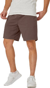 Mens Coffee Brown Solid Knitted Casual Shorts