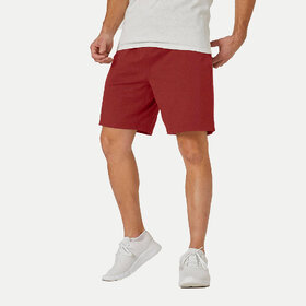 Mens Red Solid Knitted Casual Shorts