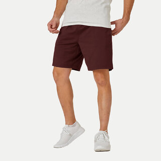                       Mens Maroon Solid Knitted Casual Shorts                                              