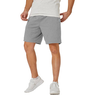                      Mens Silver Melange Solid Knitted Casual Shorts                                              