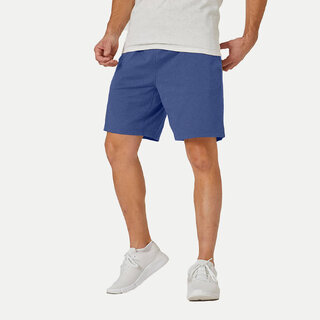                       Mens Royal Blue Melange Solid Knitted Casual Shorts                                              
