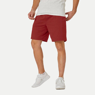                       Mens Red Solid Knitted Casual Shorts                                              