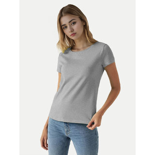                       Women Grey Melange  Crew neck T-shirt                                              