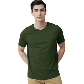                       Men olive  V neck T-shirt                                              