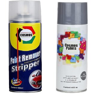                       Cosmos Paints Remover and Matt Light Grey Spray Paints Combo Pack (400ML-2 Pcs)                                              