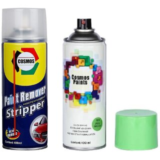                       Cosmos Paints Remover and Jade Green Spray Paints Combo Pack (400ML-2 Pcs)                                              