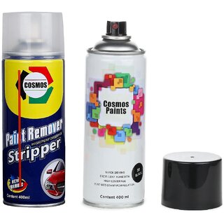                       Cosmos Paints Remover and Gloss Black Spray Paints Combo Pack (400ML-2 Pcs)                                              