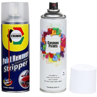                       Cosmos Paints Remover and Gloss White Spray Paints Combo Pack (400ML-2 Pcs)                                              