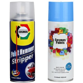                       Cosmos Paints Remover and Blue Spray Paints Combo Pack (400ML-2 Pcs)                                              