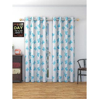                       Peacewayz Pearl Print Flower Design Polyster Curtain For Home  Office Set Of 2 Piece                                              