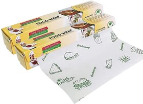 SAG Printed Food Paper Wrap 25Mtr  Non Stick Butter Paper Roll for Roti, Breads, Chapati, Paratha, Sandwich - Pack of 2