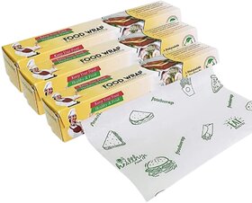 SAG Printed Food Paper Wrap 25Mtr | Non Stick Butter Paper Roll for Roti, Breads, Chapati, Paratha, Sandwich - Pack of 3