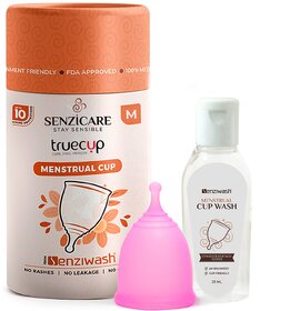 Senzicare Natural Menstrual Cup Wash  Truecup Medium Reusable Menstrual Cup for Women Combo Pack