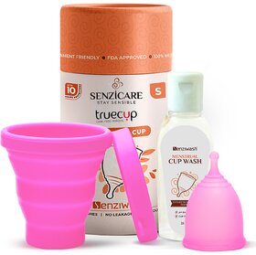 Senzicare Truecup Small Reusable Menstrual Cup  Sterilizer Cup with Cup Wash for Women Combo Pack ( Small Cup + Cup was
