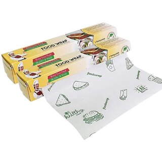 SAG Printed Food Paper Wrap 11Mtr | Non Stick Butter Paper Roll for Roti, Breads, Chapati, Paratha, Sandwich - Pack of 2
