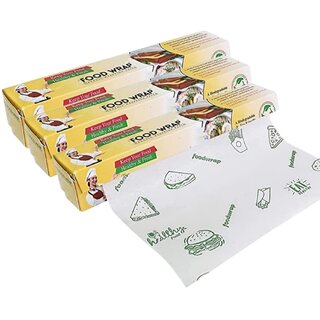 SAG Printed Food Paper Wrap 25Mtr | Non Stick Butter Paper Roll for Roti, Breads, Chapati, Paratha, Sandwich - Pack of 3