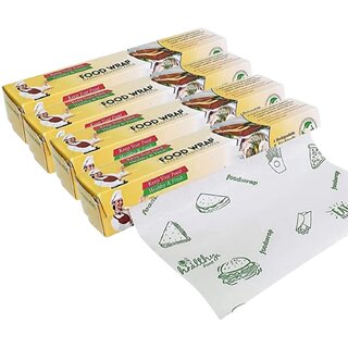 SAG Printed Food Paper Wrap 25Mtr | Non Stick Butter Paper Roll for Roti, Breads, Chapati, Paratha, Sandwich - Pack of 4
