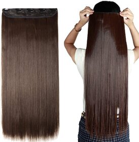 BELLA HARARO 5 Clips Straight Hair Extensions Clipin for Women and Girls 26 Inch (Brown) pack of 1pcs