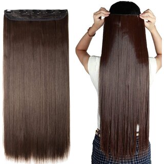                       BELLA HARARO 5 Clips Straight Hair Extensions Clipin for Women and Girls 26 Inch (Brown) pack of 1pcs                                              