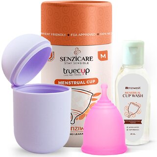                       Senzicare Sterilizer Case  Medium Truecup Reusable Menstrual Cup With Cupwash  Portable Cleaning Container  Microwave                                              