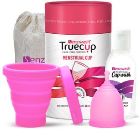 Senzicare Truecup Medium Reusable Menstrual Cup  Sterilizer Cup with Cup Wash for Women Combo Pack (Medium cup + Cup wa