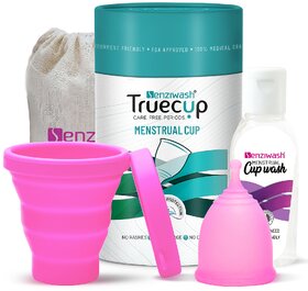 Senzicare Truecup Large Reusable Menstrual Cup  Sterilizer Cup with Cup Wash for Women Combo Pack (Large cup + Cup wash