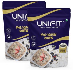 UNIFIT Multigrain Oats  Healthy Breakfast  Goodness of Wheat Flakes, Ragi Flakes  Flax Seeds Pack of 2 (200g each)
