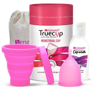 Senzicare Truecup Medium Reusable Menstrual Cup  Sterilizer Cup with Cup Wash for Women Combo Pack (Medium cup + Cup wa