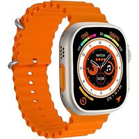 TecSox Ultra Watch Bluetooth Calling Fitness Watch Magnetic Charging_New_06 Smartwatch (Orange Strap, Free Size)
