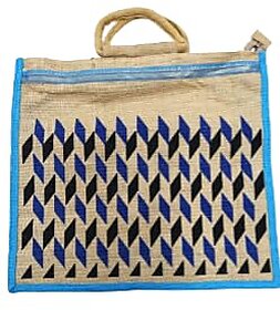 PALAK SAXENA Multicolor spacious Jute Bag with Zipper Closure Full Size and Large HandlesMultiPurpose Jute Bag for Office/College/SchoolTiffinShopping/Eco-Friendly Bag For MenWomen and Kids