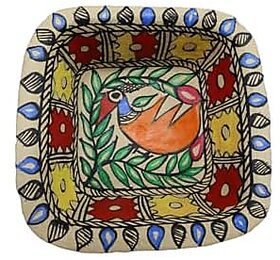 PALAK SAXENA Madhubani Painted Paper Mache Bowl Multicolor for Multipurpose