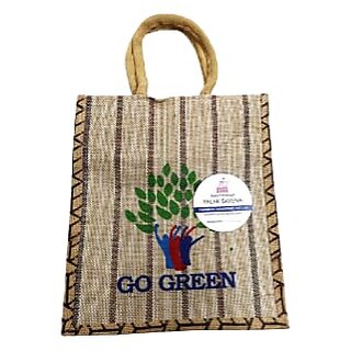 PALAK SAXENA Jute Bag for Lunch Box Go Green Printed MultiPurpose Jute Bag for Office/College/SchoolTiffinShopping/Grocery Bag Eco-Friendly Bag For MenWomen and Kids