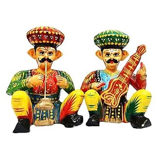                       PALAK SAXENA Toys And HandicraftsHandcrafted Indian Musicians (While Standing) Decorative Indian Band Set Traditional Decorative Showpiece                                              