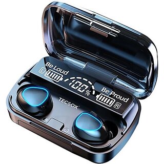                       TecSox Max 10 True Wireless Earbud with Charging Case50hrs PlayTime  IPX Bluetooth Headset (Black, True Wireless)                                              