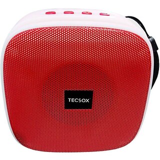                       TecSox Mini400 Speaker 6 W Bluetooth Speaker Bluetooth v5.0 with USB,SD card Slot,Aux,3D Bass Playback Time 4 hrs Red 10 W Bluetooth Speaker (RED, 5.0 Channel)                                              