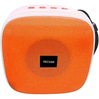                       TecSox Mini400 Speaker 6 W Bluetooth Speaker Bluetooth v5.0 with USB,SD card Slot,Aux,3D Bass Playback Time 4 hrs Orange 10 W Bluetooth Speaker (Orange, 5.0 Channel)                                              