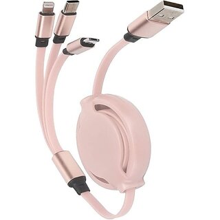                       TecSox 3-in-1 Cable 1.2 m Multi Pin Cable 1.2 Meter (Compatible with Mobile, laptop, Iphone, Smart Watch, Multicolor)                                              