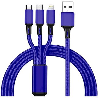                       Blue 3A Multi Pin Cable 1.2 Meter 1.2 m Lightning Cable (Compatible with all devices, Blue)                                              
