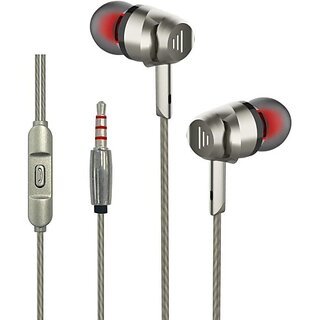                       TecSox Bassbuds Alpha 3.5 mm Wired Earphone In Ear Passive Noise cancellation Wired Headset (Grey, In the Ear)                                              