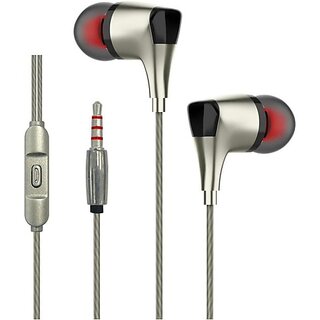                       TecSox Bassbuds Octave 3.5 mm Wired Earphone In Ear Powerfull Bass Silver Wired Headset (Silver, In the Ear)                                              