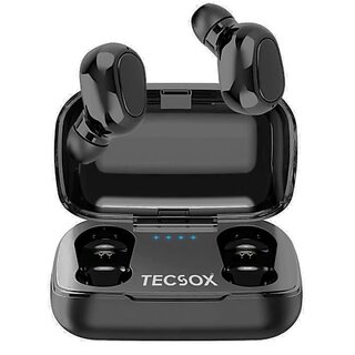                      TecSox MiniPods True Wireless Earbuds with Charging Case16hrs Battery Bluetooth Headset (Black, In the Ear)                                              