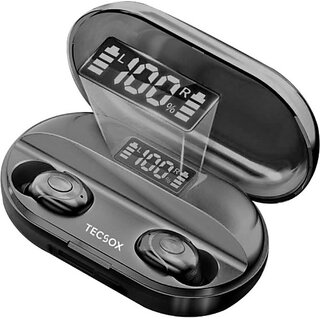                       TecSox PowerHouse True Wireless Earbuds with Charging Case45hrs PlayTime  IPX Bluetooth Headset (Black, True Wireless)                                              