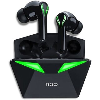                       TecSox Ranger Wireless Earbuds40hrs Best Low Latency Gaming TWS Gaming ModeIPX Bluetooth Headset (Black, Green, True Wireless)                                              