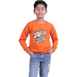                       Kid Kupboard Cotton Boys Sweatshirt, Orange, Full-Sleeves, Crew Neck, 7-8 Years KIDS5831                                              