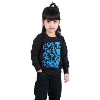                       Kid Kupboard Cotton Baby Girls Sweatshirt, Black, Full-Sleeves, Crew Neck, 4-5 Years KIDS5835                                              