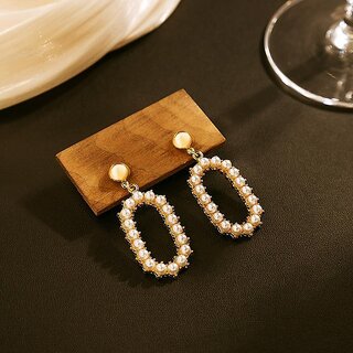                       Silver Needle Pearl Earrings for Women                                              
