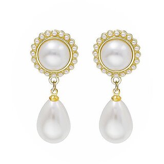                       Silver Needle Pearl Earrings for Women                                              